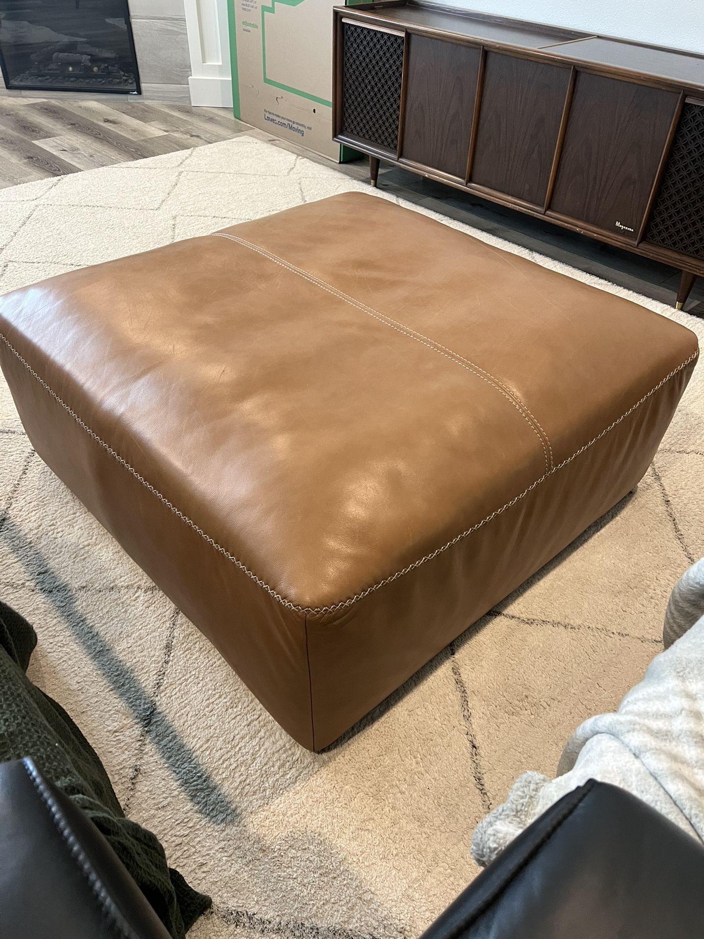 Oversized Camel-Color Ottoman
