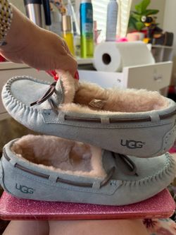 UGG Moccasin Slippers Light Blue Suede