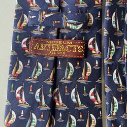 Museum Artifacts Sailboats All Over Print Neck Tie Silk 4”x59” 