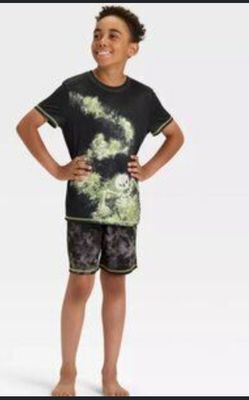 Cat & Jack Boys Skeleton Pajama Set Black Tie Dye XS (4/5)