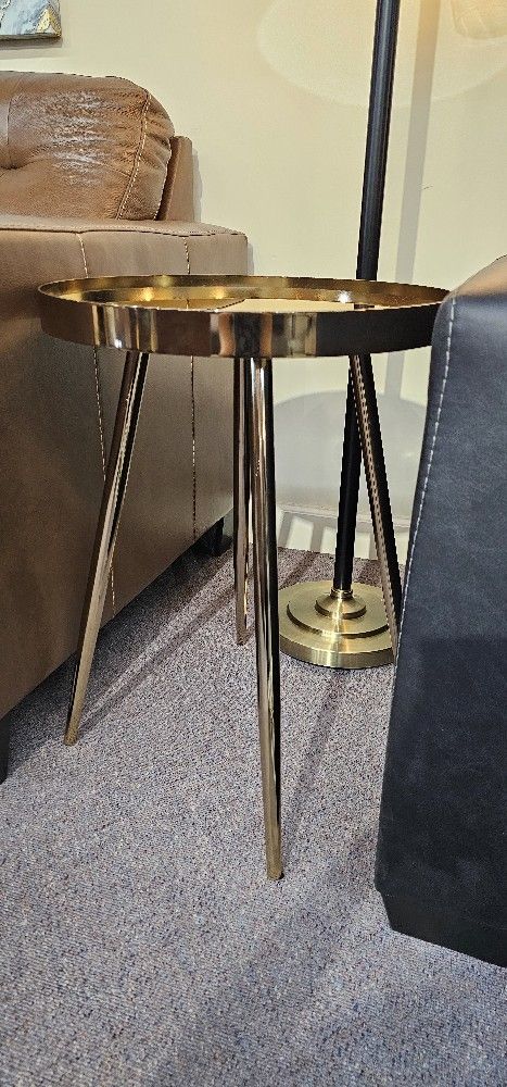 Round Mirror Top End Side Table