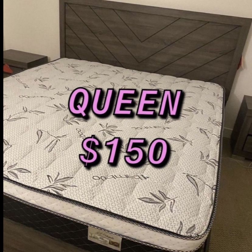 BRAND NEW PILLOW TOP MATTRESSES ✅ COLCHONES NUEVOS PILLOW TOP 💯‼️   QUEEN SIZE $150 ❌ $210 With Box Spring   FULL SIZE $140❌ $200 With Box Spring💥  