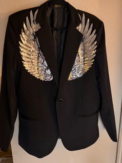 Black blazer with Shiny Silver Wings