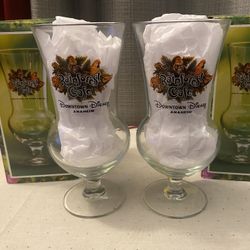 Rainforest Cafe Glasses Downtown Disney Anaheim In Original Boxes - Set Of 2