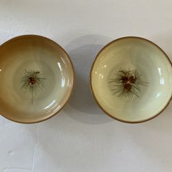 Two Pine cone themed cereal sized bowls 