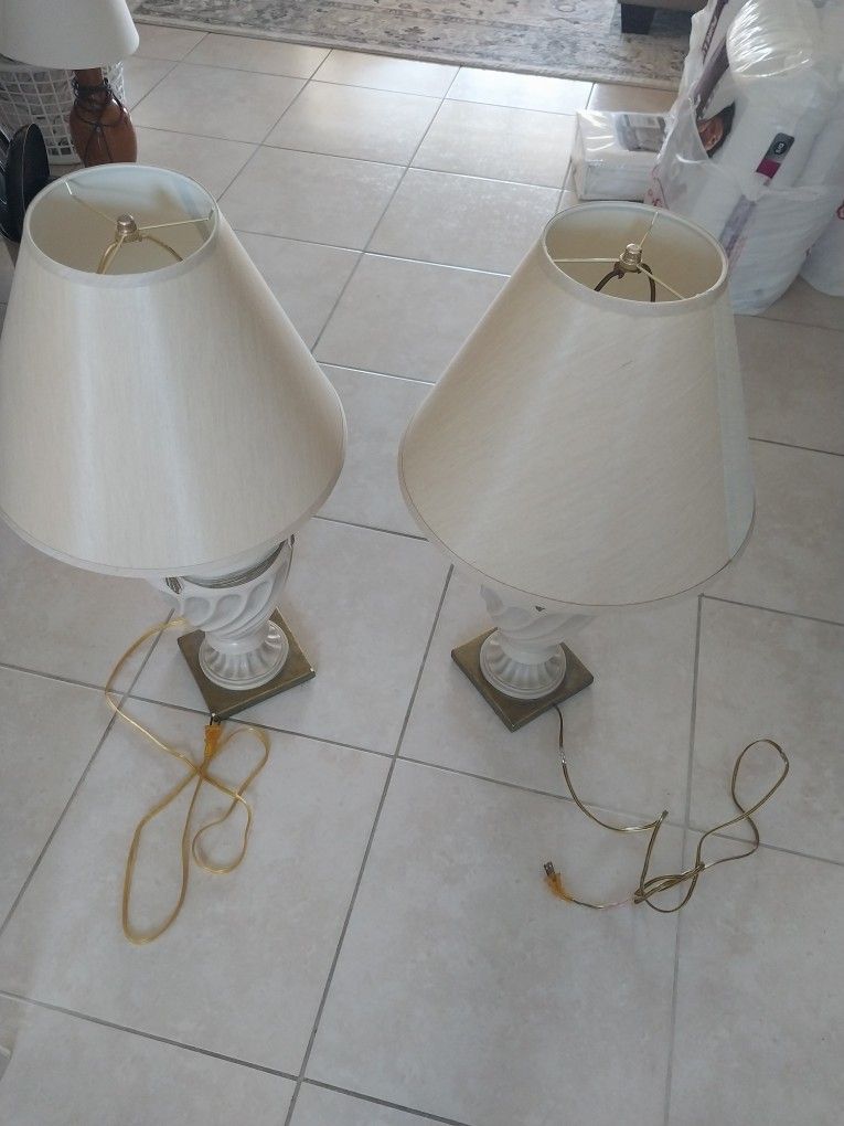 Twin Cream Stone Aceented Table Lamps  & Ceiling fans
