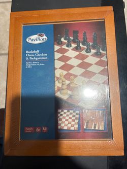 Pavilion Bookshelf Chess, Checkers & Backgammon Set