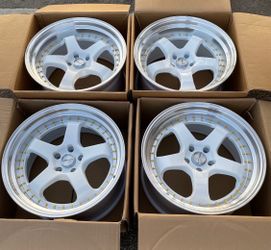 New 19” Work Meister S1 Style Wheels White Rims 19x8.5/9.5 ET35 5x114.3 73.1CB Set of 4 New in Box