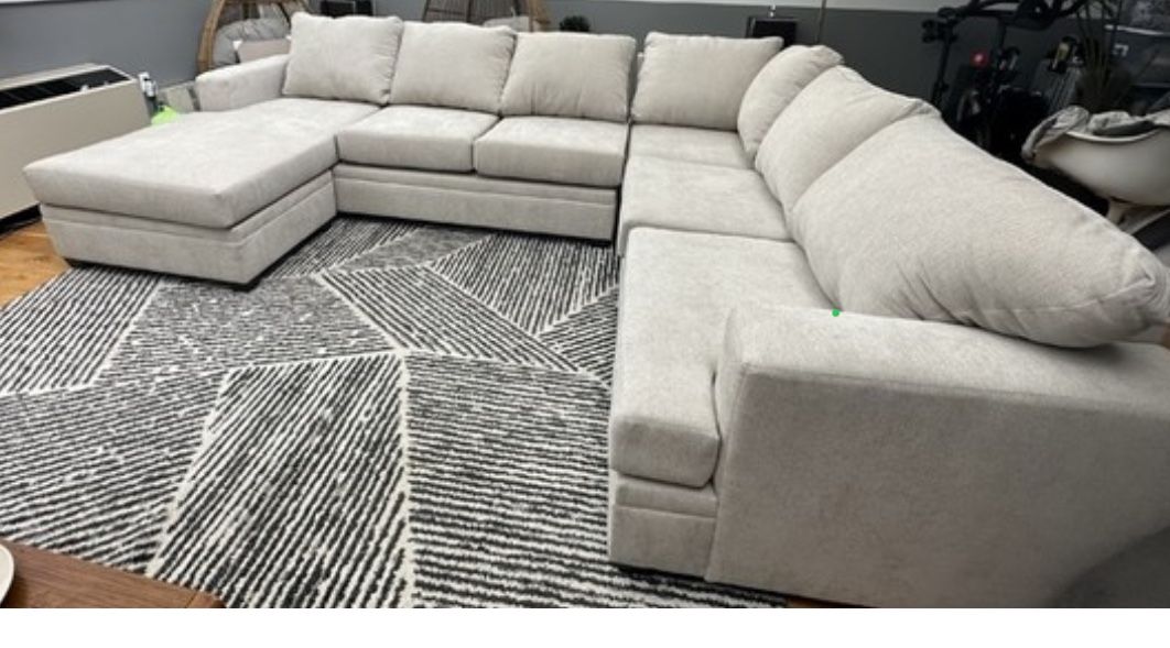 Bonaterra Dove Grey Fabric 127" 2 Piece U-Shaped Sectional with Left Arm Facing Sofa Chaise