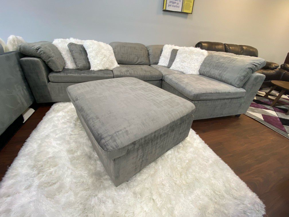  GREY MICROFIBER MODULAR SECTIONAL!!! JUST $10 DOWN AND 90 DAYS NO INTEREST!!!