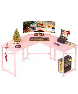 L Shaped Gaming Desk,pink