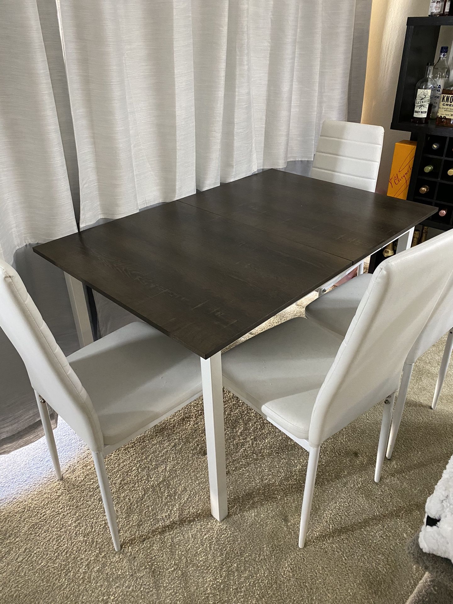 White and gray dining table