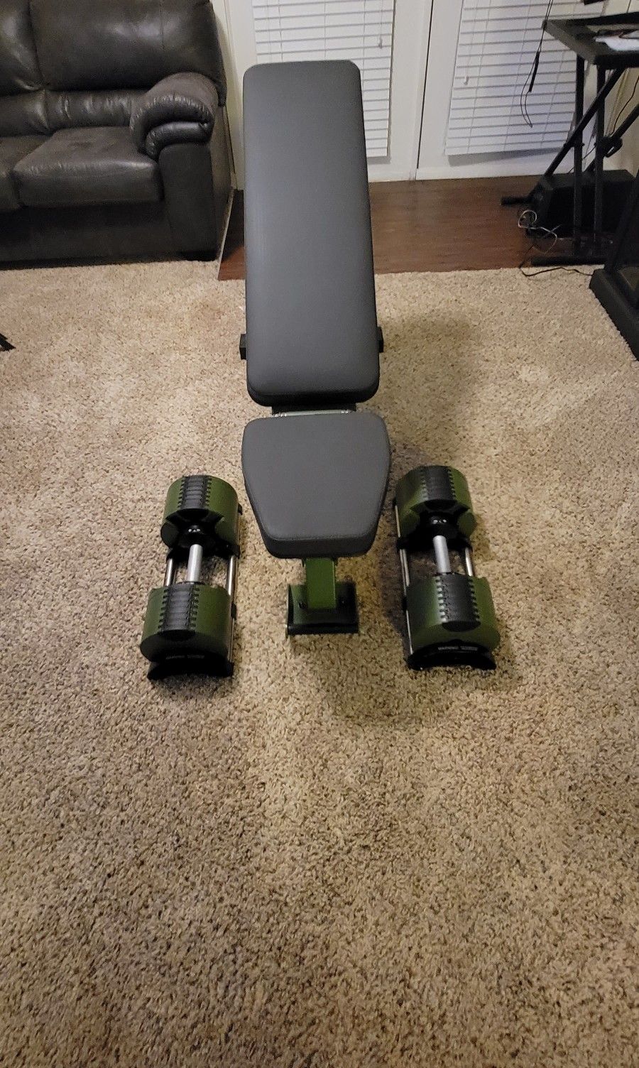Nuobell 80LB Adjustable Dumbells & Rep Fitness Adjustable Bench