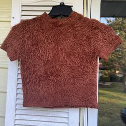 Fur Faux Burnt Orange Top Women's