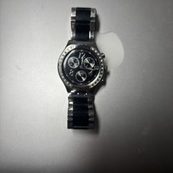 Swatch Chronograph Watch (Black/Silver)