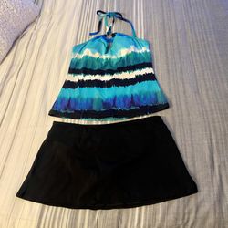 A.N.A Swim | A.N.A Halter Tankini Swim Suit | Color: Black/Blue/White | Size: 10