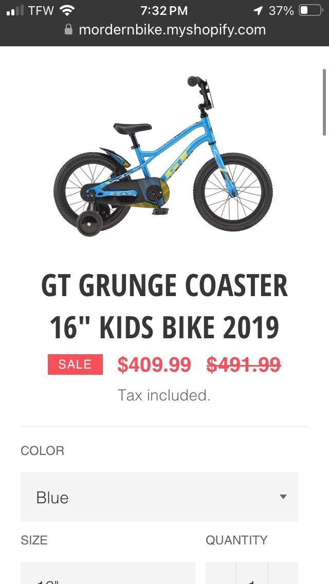 GT Grunge Kids Bike 16”