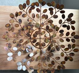 Large Vintage Copper Leaf Centerpiece Bowl / Wall Art