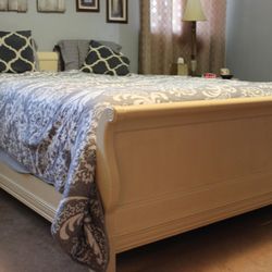 Queen Sleigh Bed with Mattress & Box Spring