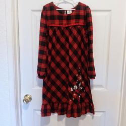 Girls Black And Red Plaid Mickey Mouse Nightgown