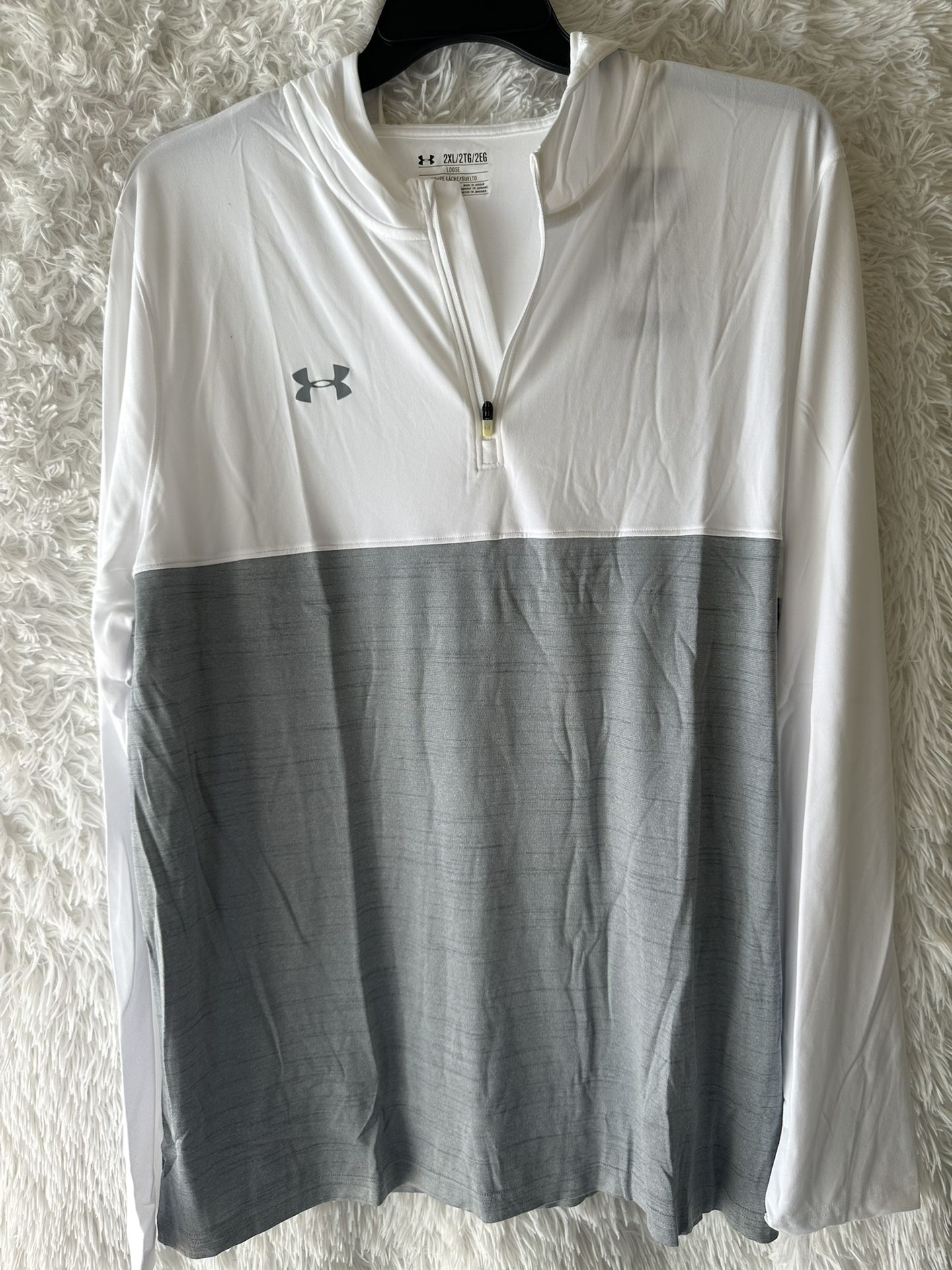 Under Armour Men's Long Sleeve White and Gray Tee