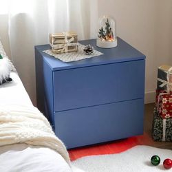 Nightstands LED Side Tables Bedroom Modern End Tables with 2 Drawers for Living Room Bedroom Blue