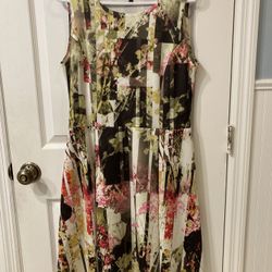 Lbisse Floral Semi Formal Midi Sleeveless Dress 