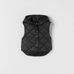 NWT Zara Girls Sleeveless Short  Puffer Vest Black GIlet  Size 8/9 CM132