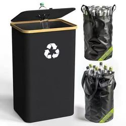Recycling Bin for Kitchen Indoor Home, Large 26 Gallon 100L Recycle Bin with Lid Removeable Reusable