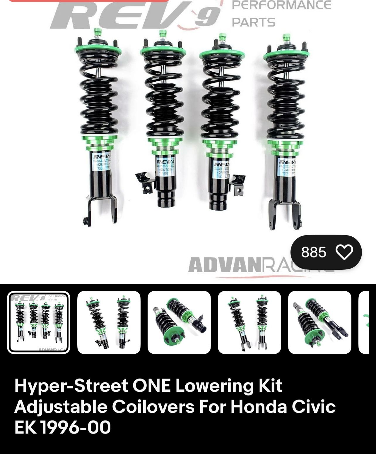 Hyper-Street ONE Lowering Kit Adjustable Coilovers For Honda Civic EK 1996-00