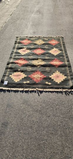 Crate & Barrel Midnight Rug 4x6  80% Wool Southwestern Boho Rug