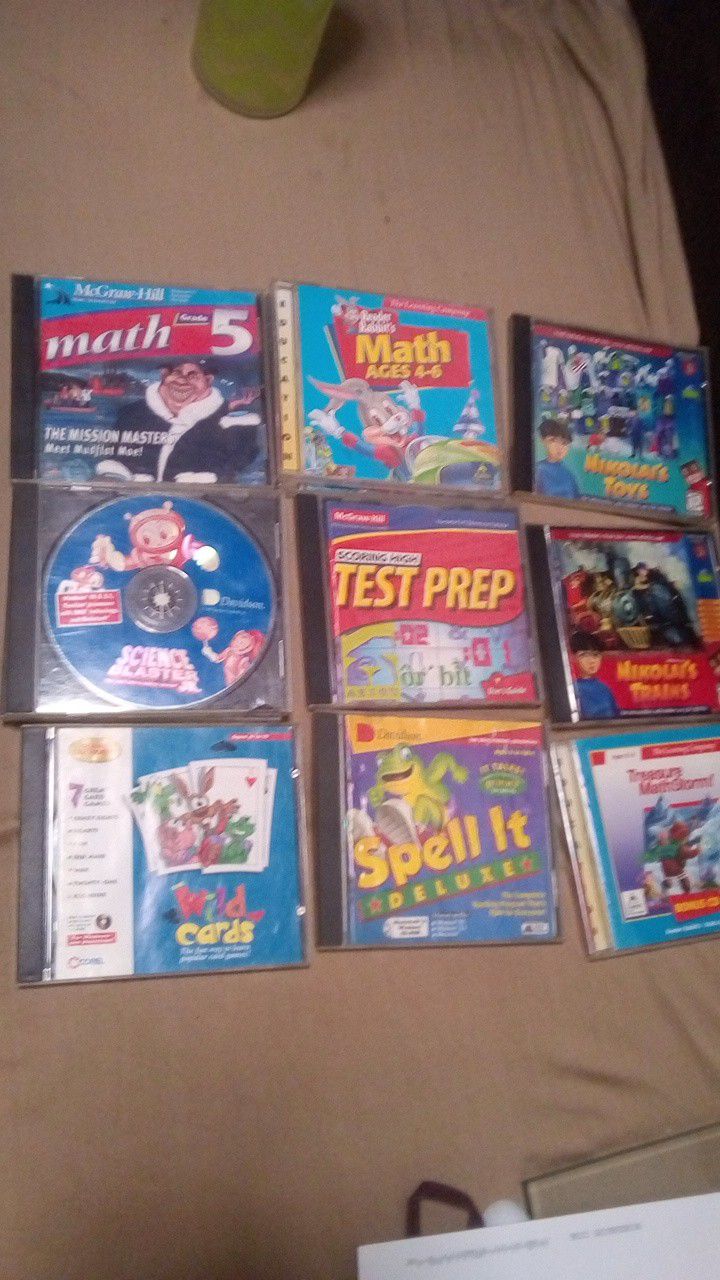 Educational; Ages 4 - Adult, Spelling,Math, Science,Reading 9 CD-ROM"S $6