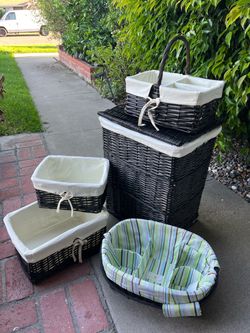 Sara Bear Diaper Caddy + Nursery Wicker Storage Set (with Bonus Trash Can) - $30 OBO