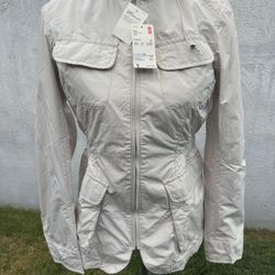 New Uniqlo Stand Collar Hoodie Jacket Natural Color Women's S Polyester