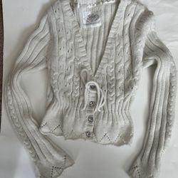 Girls Sparkly White Cardigan- Sze 10yo