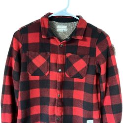 Weatherproof Vintage Kids Buffalo Red & Black Plaid Sherpa Jacket Small SZ 7/8