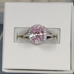 Pink & White Bella Luce CZ Rhodium Over Sterling Silver Ring (NWT)