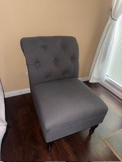 2 Gray Tufted Accent Chairs