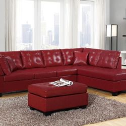 Ligustrum Red Sectional With Ottoman

