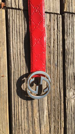 Gucci Belt (Red. Grey/Gold logo piece)