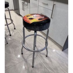 Flaming Pub Stool Swivel And Footrest