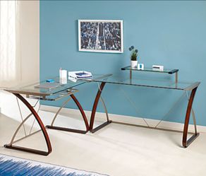 Glass L-shaped Desk