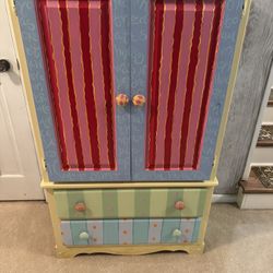 Colorful Hand Painted Cabinet - Solid Wood