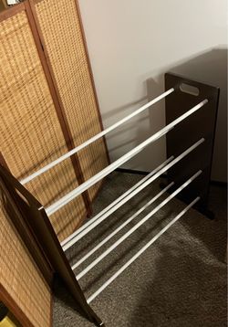 Deluxe 4-Tier Wooden Shoe/Drying Clothes Holder Rack