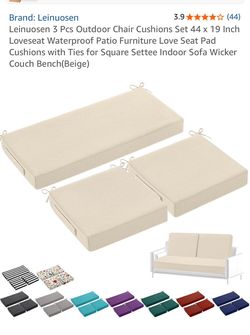 Leinuosen 3-Piece Outdoor Loveseat Cushion Set IN RED