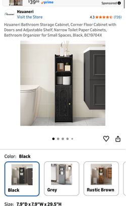 Hzuaneri Bathroom Storage Cabinet In Black