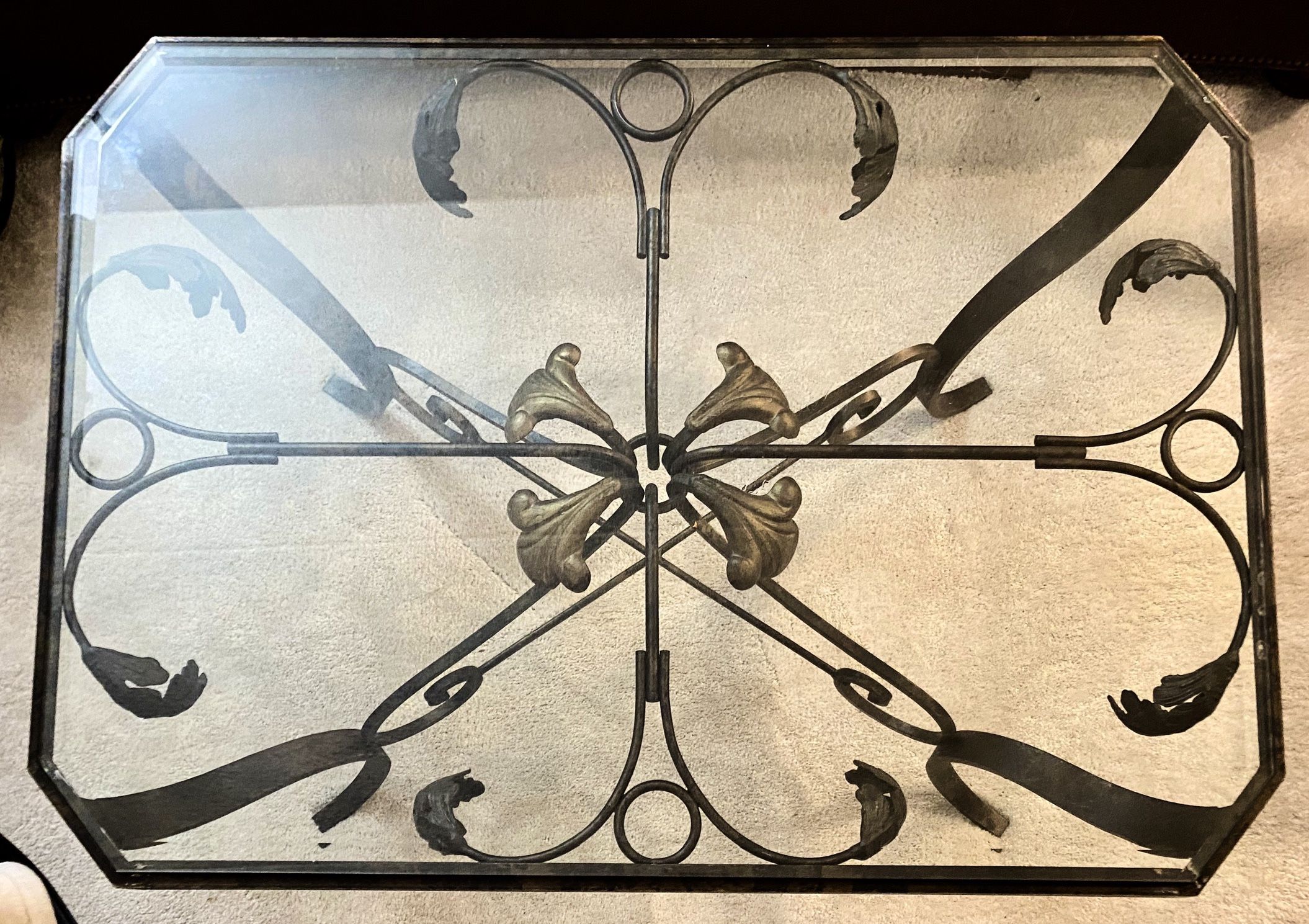 Iron Coffee Table With Glass Top