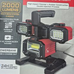 Rechargeable work light and spotlight