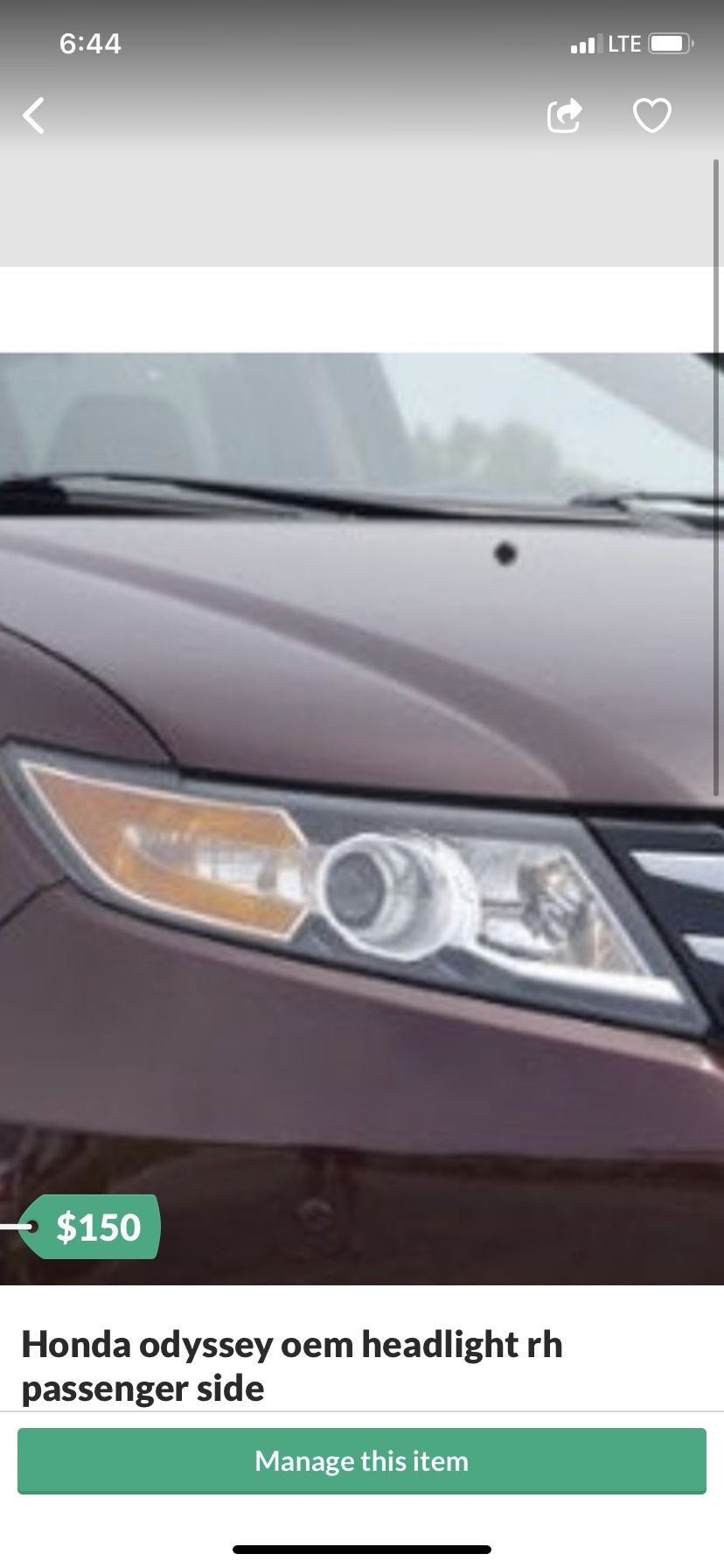 2011-2017 honda odyssey headlight