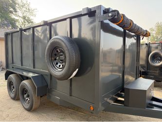 New 12ft Long Dark Grey Hydraulic Dump Trailer with Accessories 👍🏻